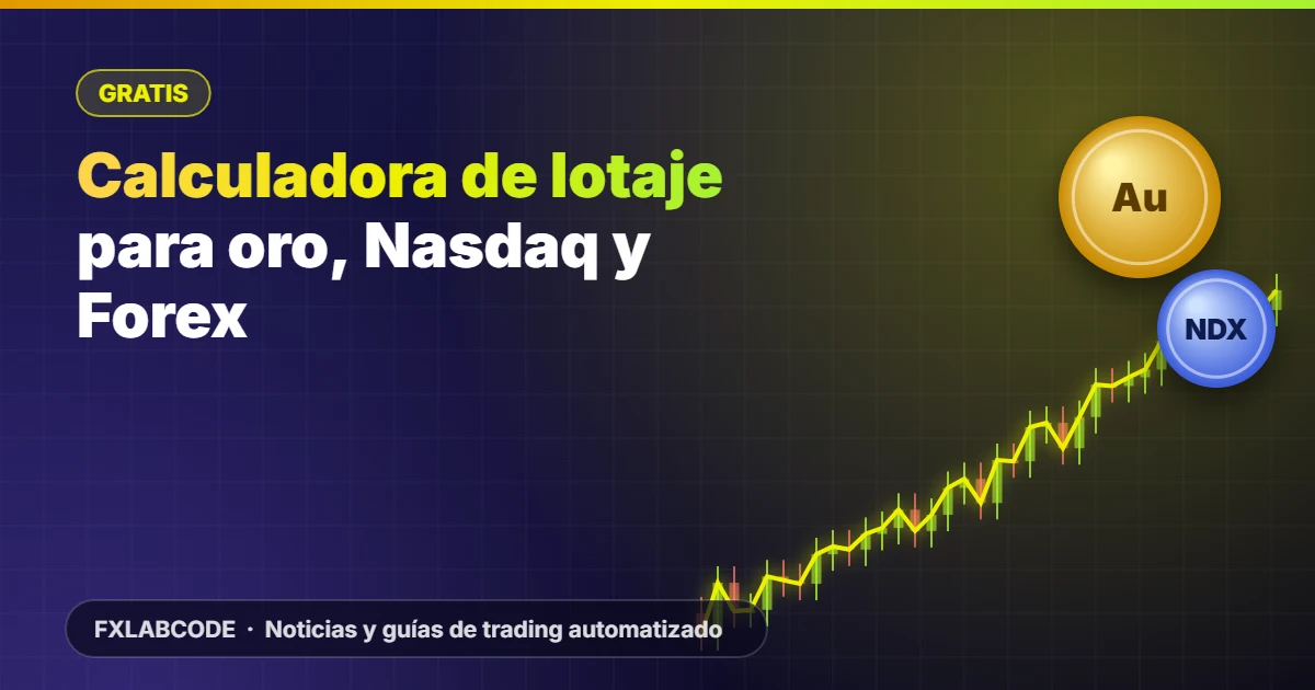 Calculadora de lotaje gratis para oro (XAUUSD), Nasdaq 100 y Forex en MetaTrader